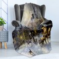 thumbnail image 4 of Country Soft Flannel Fleece Blanket, Winter Landscape of a Western Town at Night in New World Rurals in Retro Style Art, Cozy Plush for Indoor and Outdoor Use, 70" x 90", Multicolor, by Ambesonne, 4 of 5