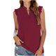 thumbnail image 1 of Moda mujer verano sin mangas Color sólido cuello pico encaje Casual blusa Tops Fridja  qr5888, 1 of 4