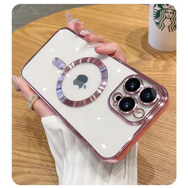 Fashion Transparent Phone Case For iPhone 15 14 13 Pro Max Plating Soft Silicone Cover