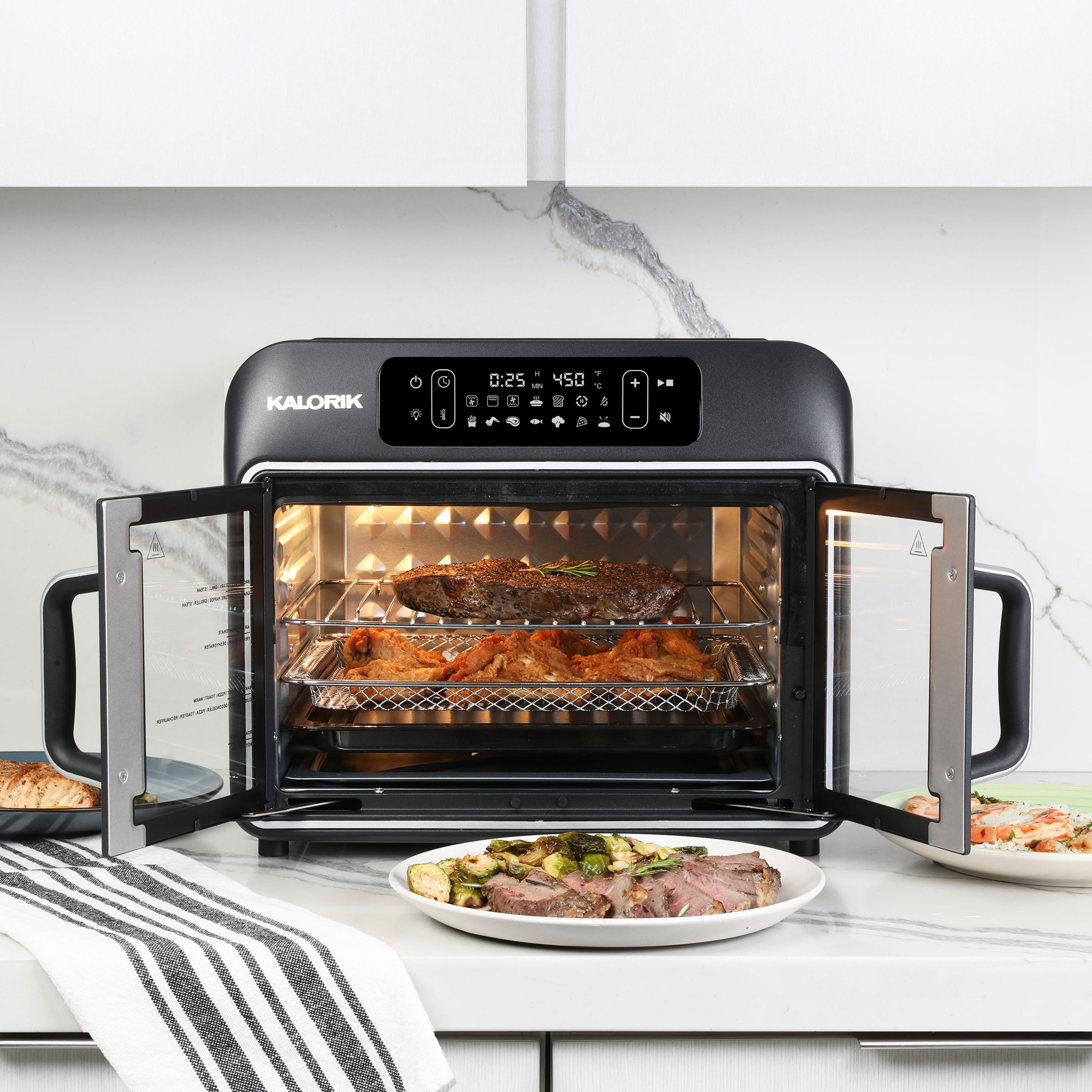 Kalorik Designer Series 26 QT Air Fryer and Convection Oven, Black with Silver (AFO52786BS43), Air Fryer and Convection Oven