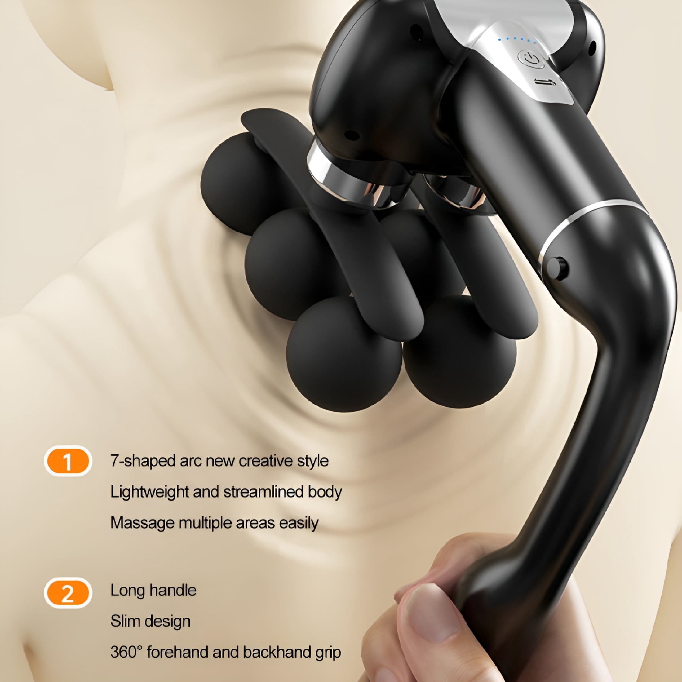 XIRQI Massage Gun with Upgraded Extension Handle,Handheld Back Massager Tool,Back Massager for Pain Relief Deep Tissue,Muscles/Neck/Shoulders/Waist/Legs Massager with 6 Massage Heads