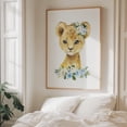 thumbnail image 6 of Lion, Jungle Animals, Safari Animals, Blue Flowers, Boy Nursery - Illustration Animal Watercolor Floral Wildlife Flowers Whimsical Unframed Wall Art Print 36 x 48 inches, 6 of 13