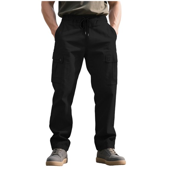 Mceream Mens Stretch Pants Cargo Pants Lightweight Casual Hiking Outdoor Work Pants with Multi Pockets Ropa Para Gym Hombre Black XL