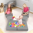 thumbnail image 3 of Infans 8 PCS Modular Kids Play Couch Sofa with Suede Fabric Cover High-Density Foam, 3 of 7