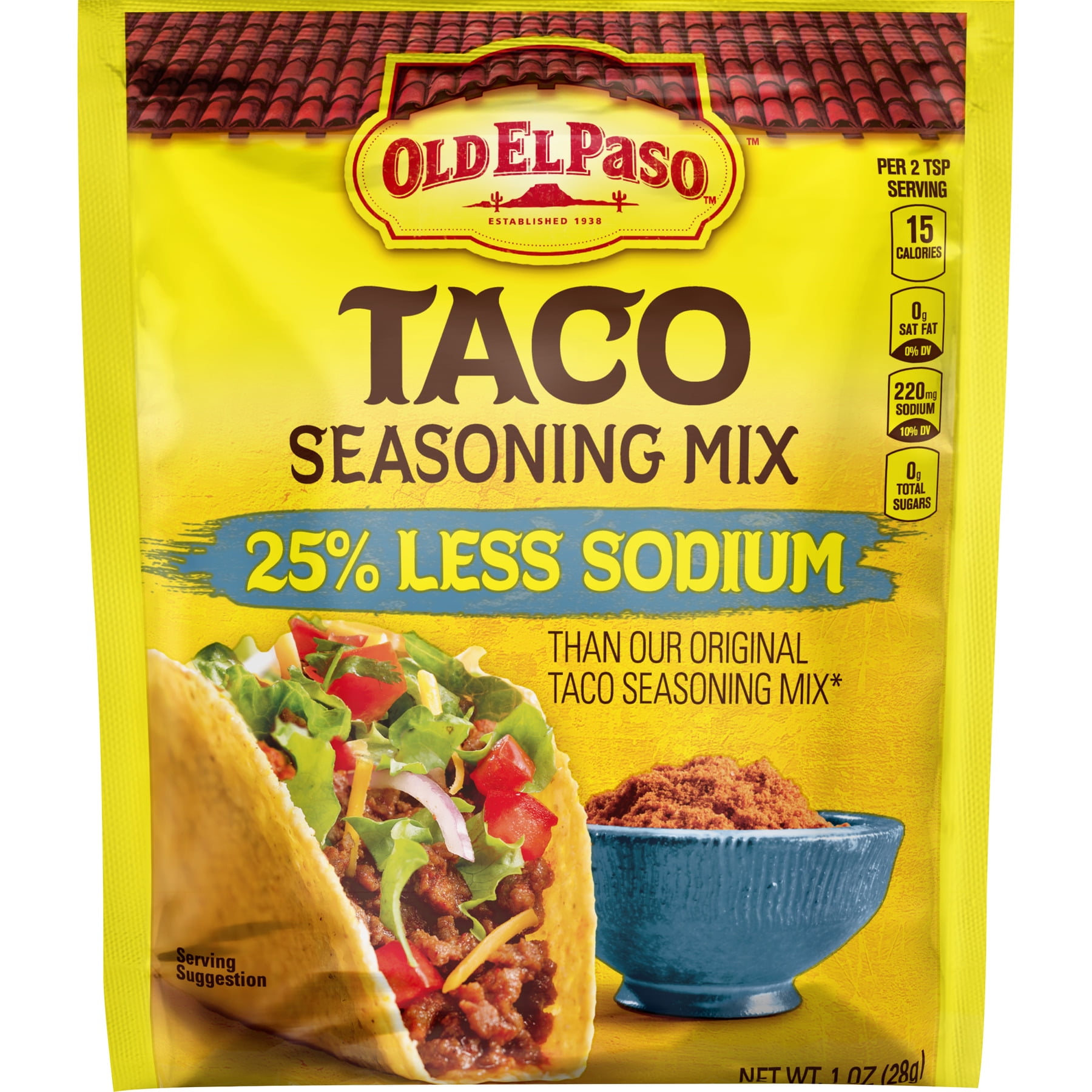Old El Paso Taco Seasoning Mix, 25 Less Sodium, 1 oz