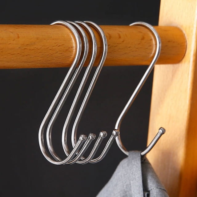 Paquete de 10 ganchos con forma de acero inoxidable, perchas de Metal, ganchos para colgar para cocina, taller, baño, jardín