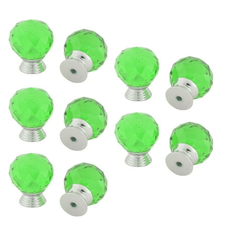 Sm Pull Green - Crystal Glass Ball Shaped Wardrobe Bookcase Drawer Pull Handle Knob Green 10pcs