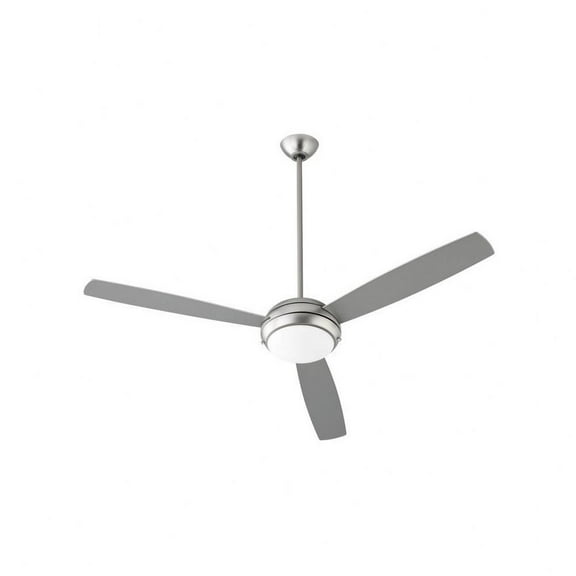 Homestead Dell 3 Blade Ceiling Fan with Light Kit in Soft Contemporary Style-15.65 inches Tall and 60 inches Wide-Satin Nickel Finish-Silver Blade