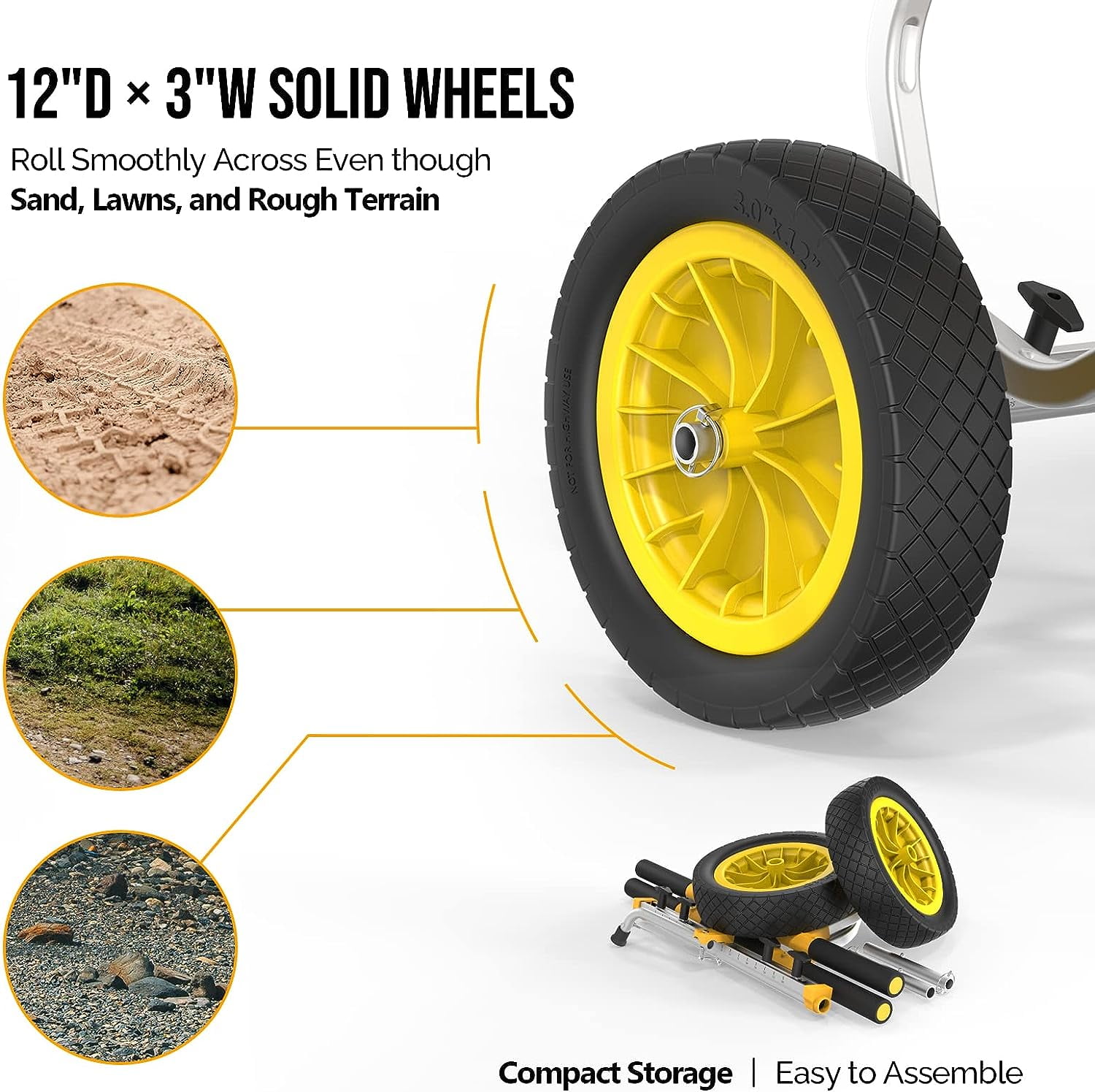 Bonnlo Heavy Duty Universal Kayak Trailer Adjustable Width 6.3"-18.7" Canoe Cart