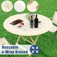 thumbnail image 5 of Round Spandex Tablecloth, Elastic Fitted Waterproof Tablecloths for 36"-44" Tables, Stretch Washable Picnic Table Cover for Camping, Dining, Indoor and Outdoor, Beige, 5 of 6