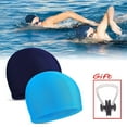 thumbnail image 2 of TELOLY 2Pieces Unisex Fabric Swimming Cap Waterproof Swim Hat Anti-Slip Bathing Cap for Women Men Kids, 2 of 7
