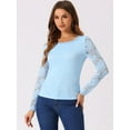 thumbnail image 3 of INSPIRE CHIC Women's Semi Sheer Long Sleeves Flower Embroidery Lace Top, 3 of 6