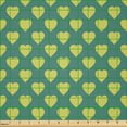 thumbnail image 2 of Ambesonne Romantic Fabric by the Yard Microfiber, Scandinavian Style Hearts, 3 Yards, Avocado Green Pale Teal, 2 of 2