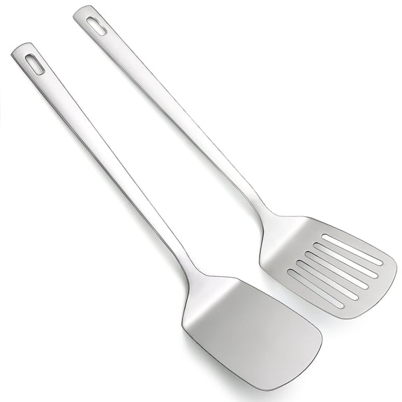 ReaNea Spatulas Set, Stainless Steel Solid Turner and Slotted Turner, Kitchen Spatulas Pack of 2