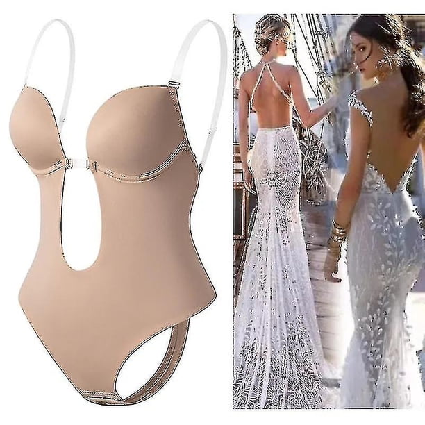 Backless Shaping Bra Women Deep V Neck Shaper Seamless Thong Invisible Shapewear Wedding