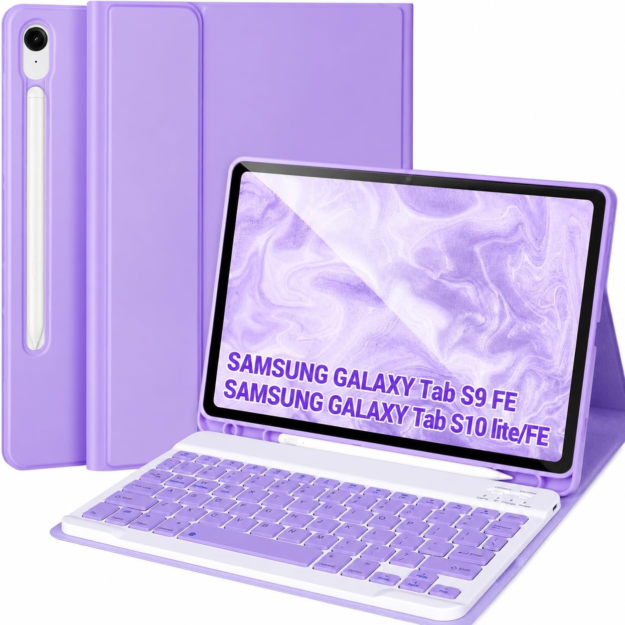 Keyboard Case for Samsung Galaxy Tab S10 Lite/S10 FE / S9 FE / S9 10.9-11 inch 2025/2023,Detachable Wireless Bluetooth Keyboard for Galaxy S10 FE,Auto Wake/Sleep with S Pen Holder, Purple