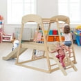 thumbnail image 2 of Costway 6-In-1 Indoor Wooden Playground Climbers, Natural Wood, 1+ Years, 2 of 9