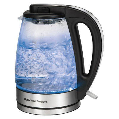 1.7L Illuminated Glass Kettle - 40869: Electric Water Boiler, Overheat Protection, Cordless, LED Indicator