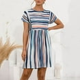 thumbnail image 4 of EIMELI Robe Décontractée pour Femmes Robe d'Été Col Rond Rayée à Boutons Mini Robe Décontractée Vêtements pour Femmes G Bleu, 4 of 9