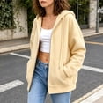 thumbnail image 5 of Women's Full Zip Hoodie Drop Shoulder Long Sleeve Oversized Sweatshirt with Pockets Casual Outerwear, 5 of 8