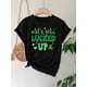 thumbnail image 2 of Camiseta informal vintage con estampado del Día de San Patricio para mujer, manga corta, cuello redondo y diseño gráfico, tejido de punto de algodón, elástica, para primavera/verano/otoño., 2 of 6