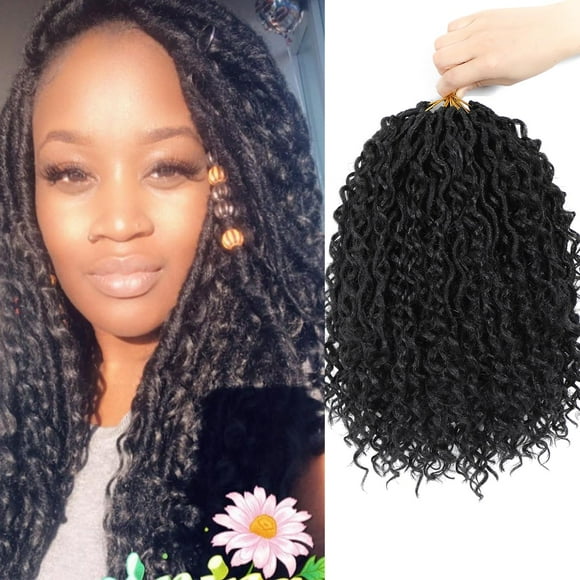 8 Packs Crochet Hair for Black women, Goddess Locs Crochet Hair, Goddess Faux Locs with Curl Braids (12Inch, 8Packs, 1B)