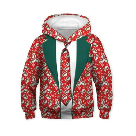 

ZCFZJW Unisex Kids Baby Boys Girls Christmas Hoodie Funny Xmas Graphic Hooded Sweatshirts Cute Children Lightweight Pullover Tops Outwear Coat(Watermelon Red 4-5 Years)