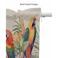 thumbnail image 5 of Tropical Birds Linen Curtain Valance for Bedroom/Bathroom/Kitchen/Office/Living/Dining Room Windows,Rustic Green Palm Tree Leaves Animal Rod Pocket Topper Drapes Decorative Cafe Drapery Panel 42x18, 5 of 6
