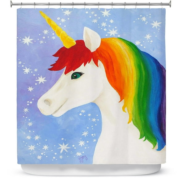 Shower Curtains 70" x 93" from DiaNoche Designs by nJoy Art - Rainbow Unicorn I