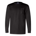 thumbnail image 1 of Bayside Apparel Union-Made playera de manga larga con bolsillo negro Ropa junto a la bahía 3055, 1 of 1