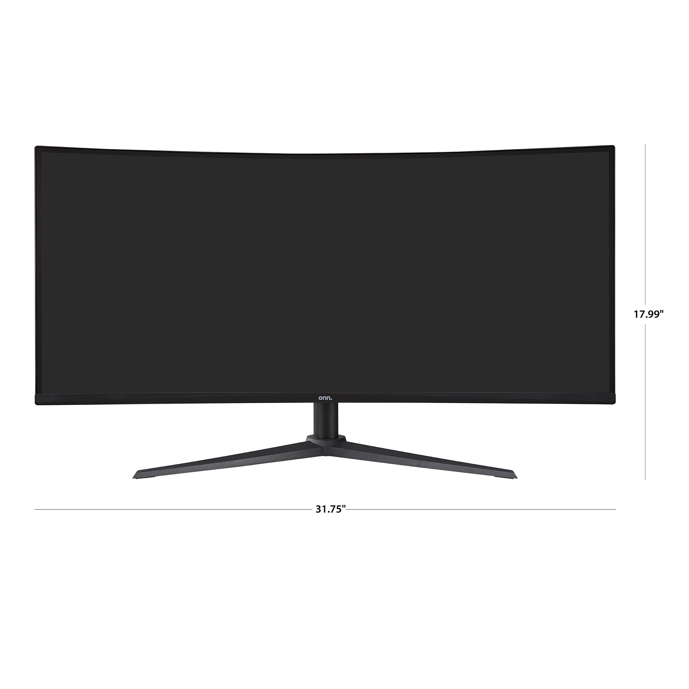 onn 34" Curved Ultrawide WQHD (3440 x 1440p) 120Hz Bezel-Less Office Monitor with Cable, Black
