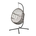 thumbnail image 4 of Abble Gray Wicker Hanging Swing Chair with Cushion and Stand - Aqua, 4 of 5