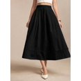 thumbnail image 5 of Black Womens 100% Cotton A-Line Midi Skirt With Lace Hem And Side Pocket, 5 of 6