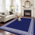 thumbnail image 3 of Navy Blue Geometric Large Area Rugs for Bedroom Living Room, Soft Non Slip Carpet Bedside Rug, White Greek Key Farmhouse Rectangular Floor Cover Kitchen Accent Rug 8'x10' for Dining Room/Office, 3 of 9