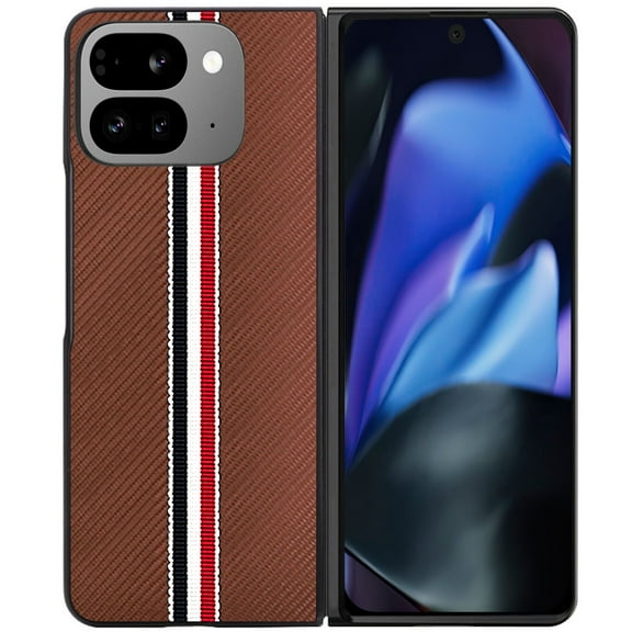 XPM for Google Pixel 10 Pro Fold Phone Case, Velvet Fabric PU Vegan Leather, Premium Flip Design, Slim Snap-On Hard PC TPU Cover for Pixel 10 Pro Fold (Brown)