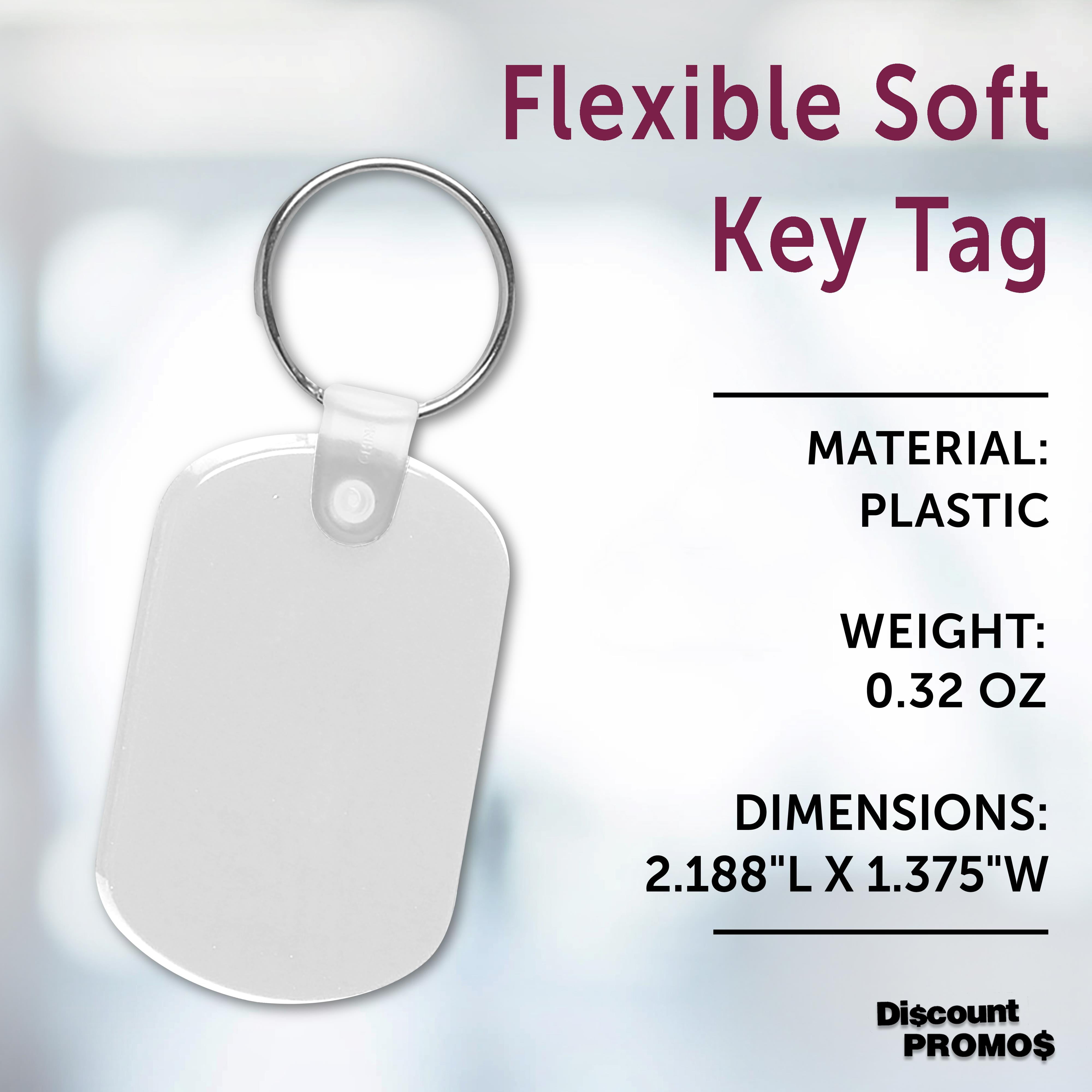 Tag Soft Plastic Keychains - 10 pack -Small Key Tag Chain For Staying Organized - Rubber Key Ring Keychain – White