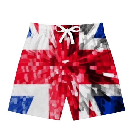 Likimi Toddler Boys Shorts With Pocket Independence Day Printed Drawstring Summer Wear Lightweight Fashionable Shorts Red Size 3-4 Years