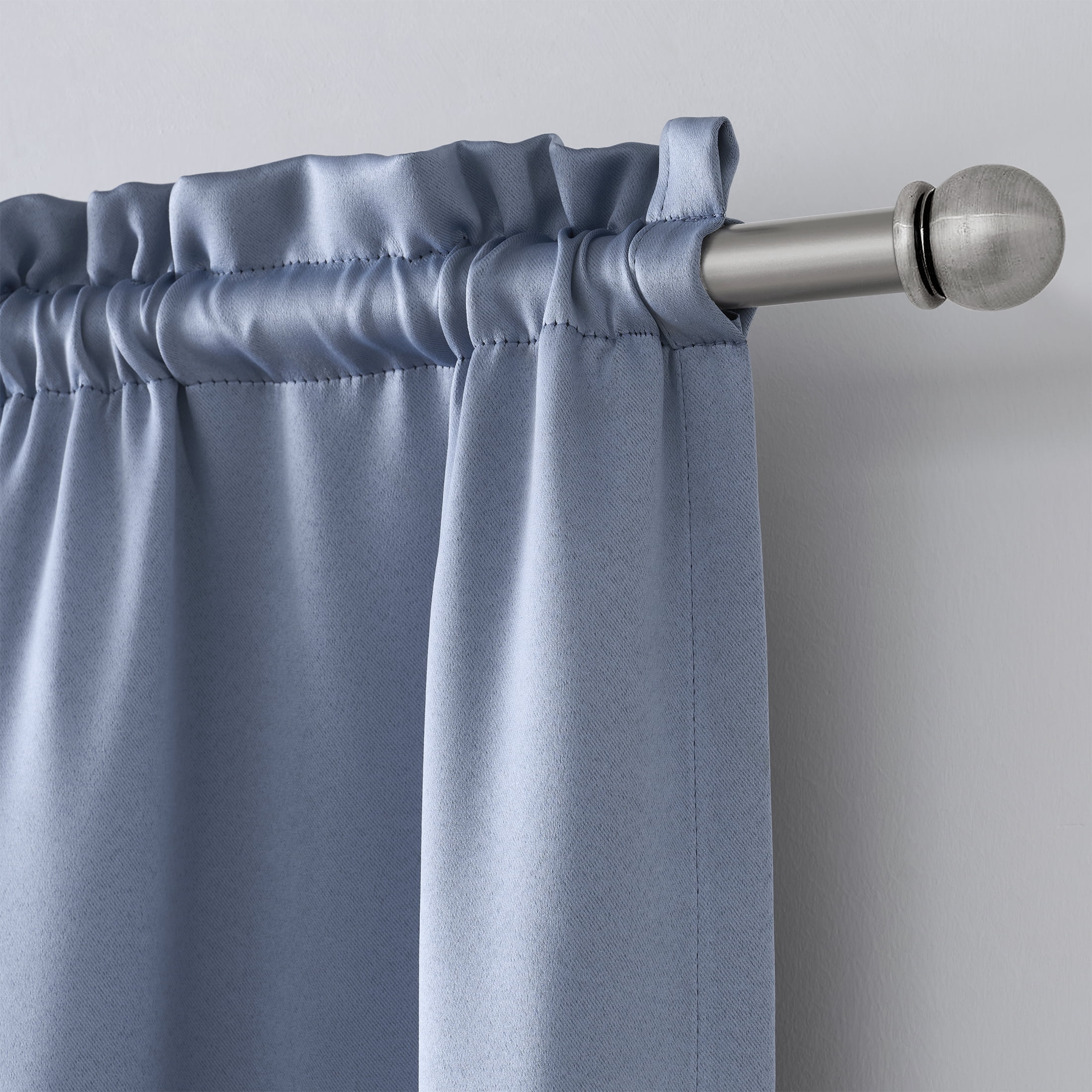 Mainstays Solid Blackout Curtain Panel Pair, Set of 2, Blue Quartz, 30”W x 95”L