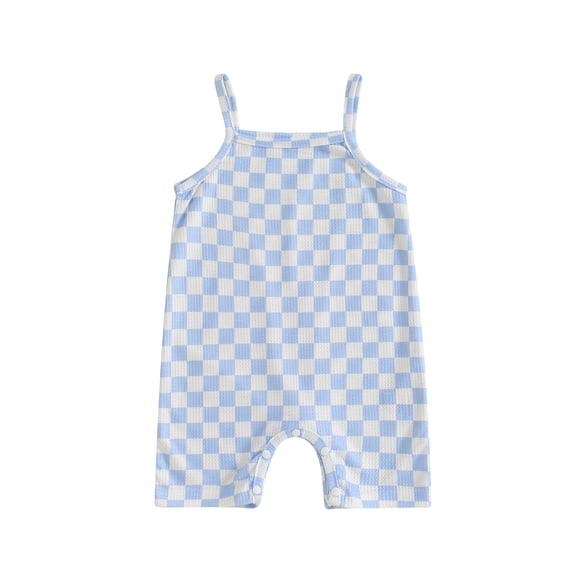 BemeyourBBs Baby Girl Summer Jumpsuit Sleeveless Checkered Print Romper Shorts