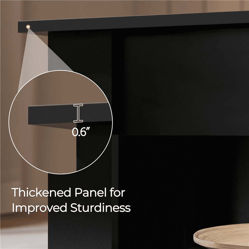 Yaheetech 39.5in Lift Top Coffee Table w/ Storage & 2 Open Shelves for Living Room, Black