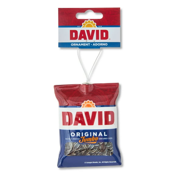 David's Sunflower Seed Decoupage Ornament, 4 inches Tall, Faux Food, Plastic, Red and Blue, by Ruz