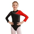 thumbnail image 4 of ZDHoor Kids Girls Basic Turtleneck Long Sleeve Leotard Gymnastics Ballet Dancewear for Toddler Red 12, 4 of 8