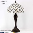 thumbnail image 7 of Stained Glass Lamp Bedside Tiffany Style Table Light Cream Pearl Bead Shade Antique Rustic Resin Base 22" Tall Friend Living Room Bedroom Desk Farmhouse Colorful Bohemian WERFACTORY Led Bulb Included, 7 of 7