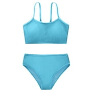 GYRATEDREAM Girls Maillots de bain Ensemble de bikini 2 pièces Spaghetti Strap High Waisted Bathing Suit Girls Maillots de bain avec coussin de poitrine