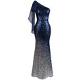 thumbnail image 1 of Angel-fashions Femmes Asymétrique Ruban Progressive Sequin Sirène Robe de Bal, 1 of 7
