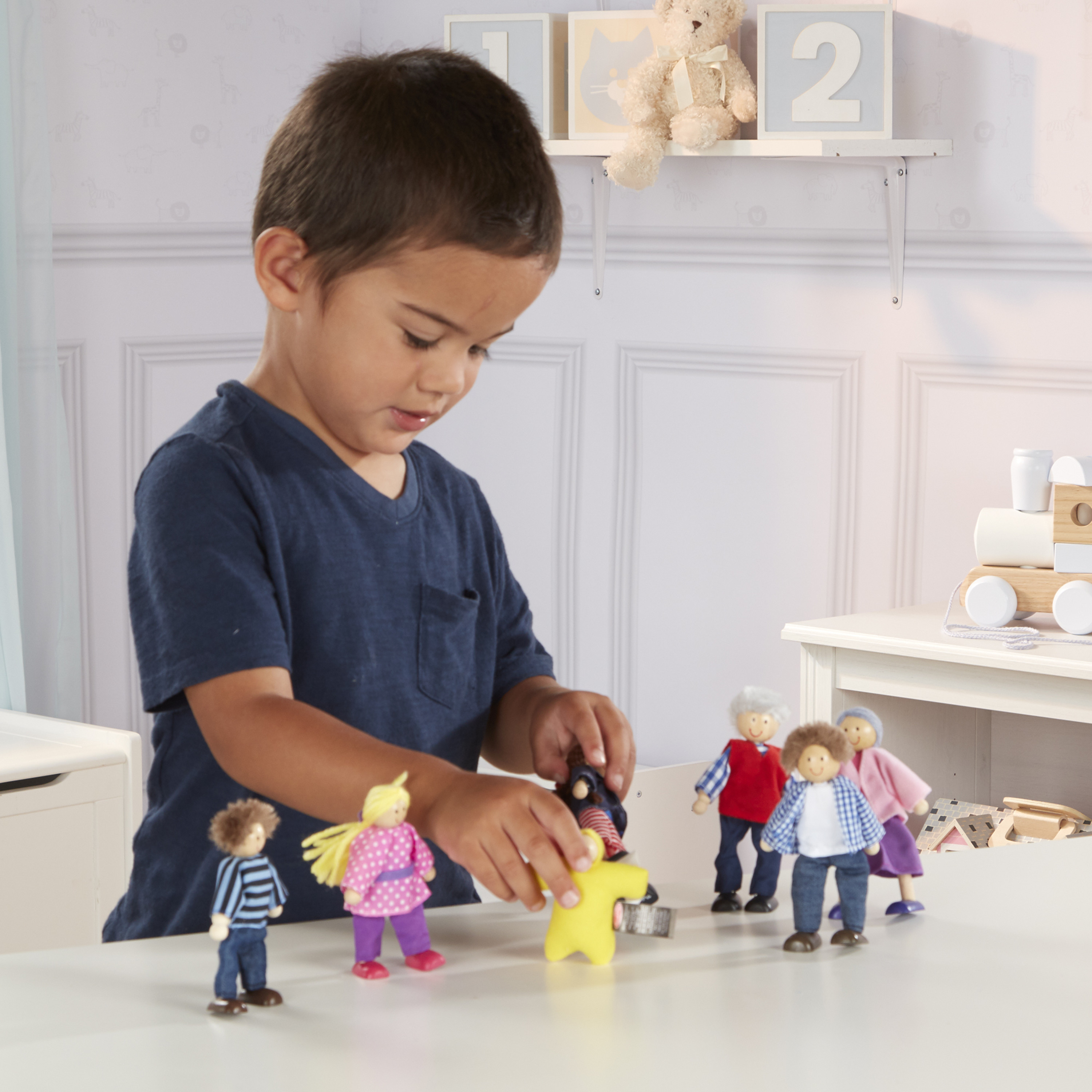 Melissa & Doug 7-Piece Poseable Wooden Doll Family for Dollhouse (2-4 inches each) - image 5 of 9