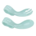 thumbnail image 3 of Tenedor y cuchara de entrenamiento para bebés, de polipropileno de grado alimenticio, con mango corto, color azul, ideal para el hogar y viajes., 3 of 14