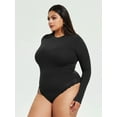 thumbnail image 2 of Sveltors Plus Size Long Sleeve Bodysuit for Women Casual Stretchy Crew Neck Sexy Lace T Shirts Tops, 2 of 8