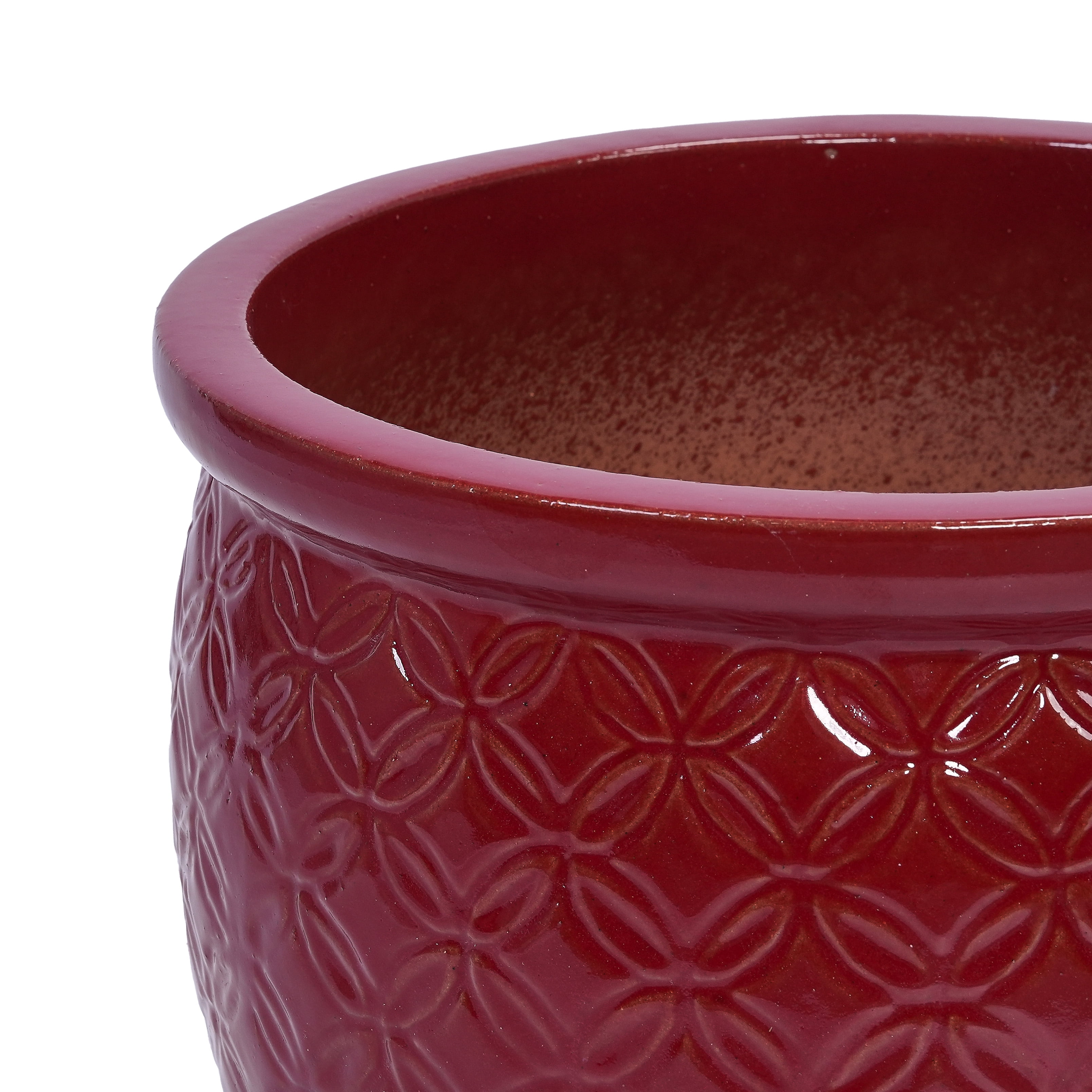 MAYEERTY 3 Pack Ceramic Plant Pots, Planter for Indoor Outdoor Patio, Garden, Red