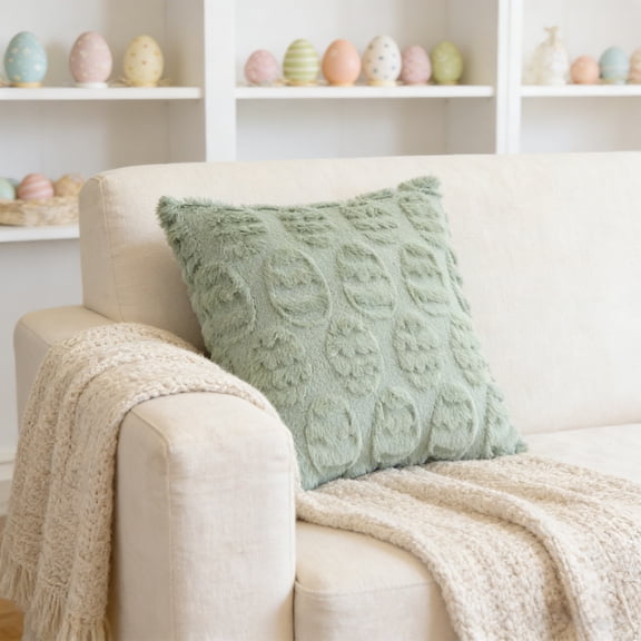 WeDecorBay Easter Spring Throw Pillow Cover,Floral Egg Themed Cushion Slipcover,Seasonal Holiday Decor Pillow Case,Breathable Woven Fabric Indoor Outdoor Spring Home Furnishing Slip 18x18 Inch